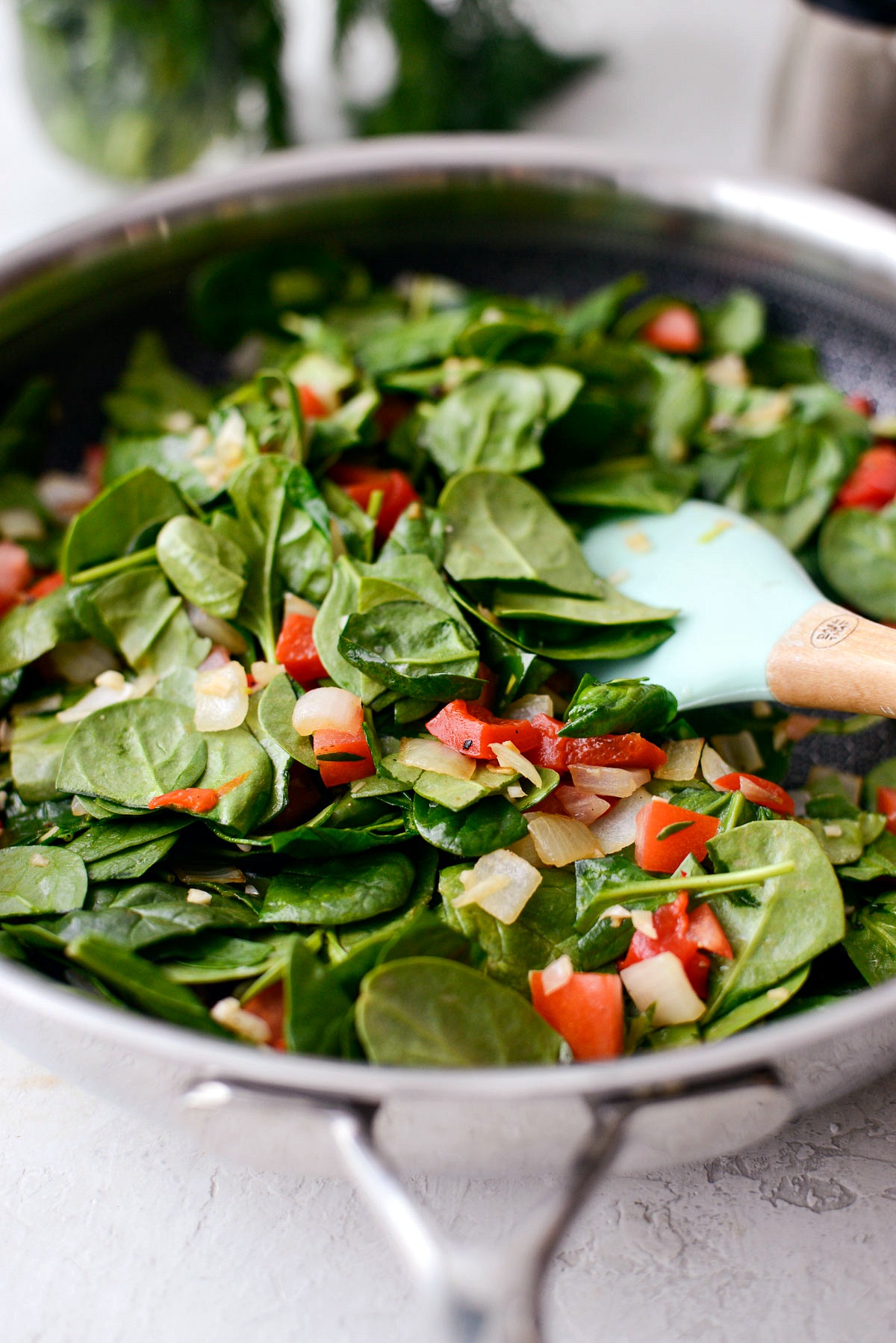 Tomato Spinach and Feta Crustless Quiche - Simply Scratch
