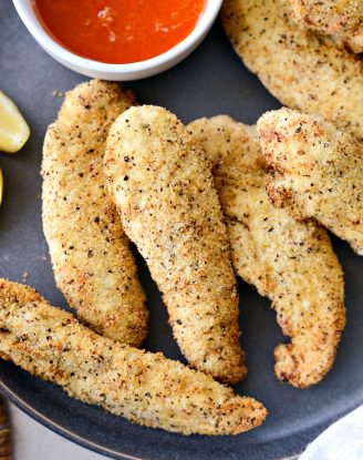 Air Fryer Lemon Pepper Chicken Tenders l SimplyScratch.com #homemade #airfryer #lemon #pepper #chicken #chickentenders #hothoneybutter