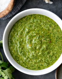 Cilantro Pesto l SimplyScratch.com #easy #homemade #cilantro #pesto #herbs #condiment