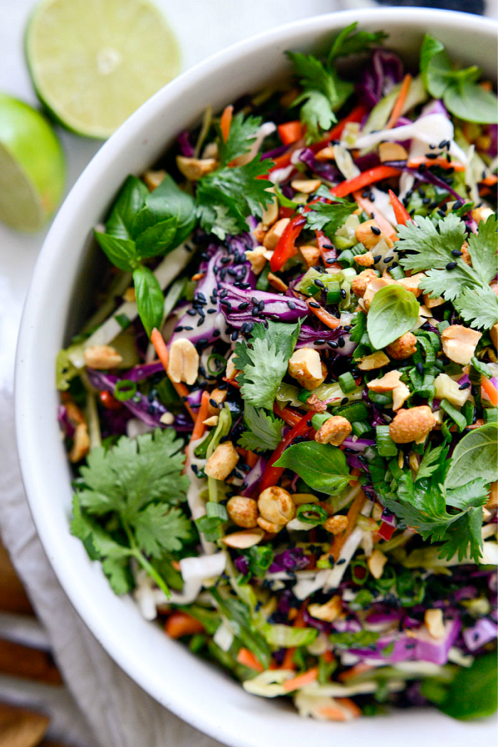 Asian Cabbage Slaw with Basil Ginger Dressing