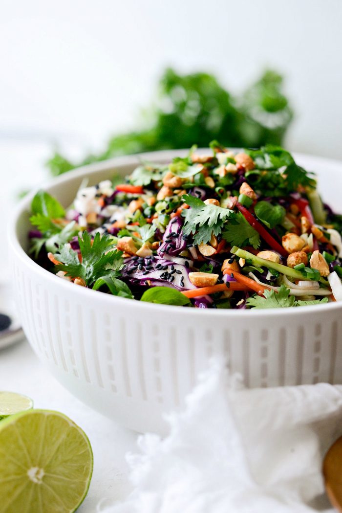 Asian Cabbage Slaw with Basil Ginger Dressing