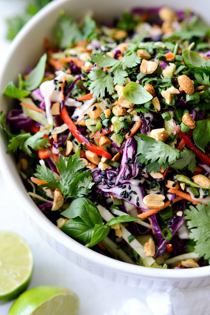 Asian Cabbage Slaw with Basil Ginger Dressing