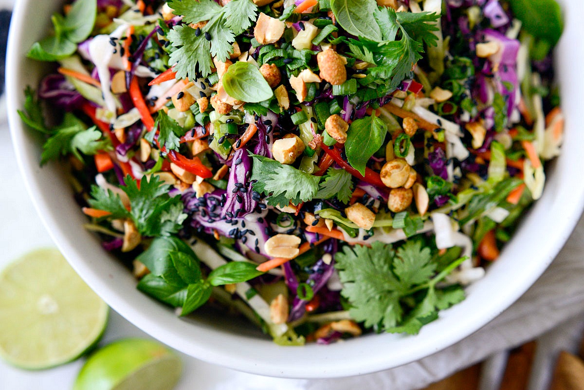 Asian Cabbage Slaw with Basil Ginger Dressing Simply Scratch
