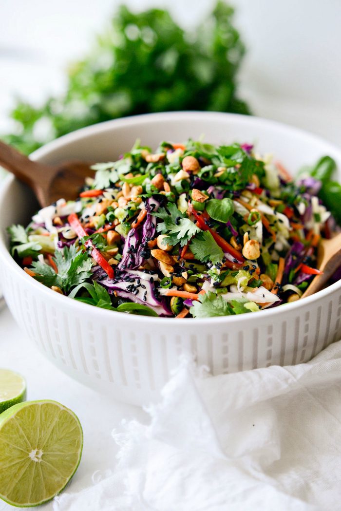 Asian Cabbage Slaw with Basil Ginger Dressing