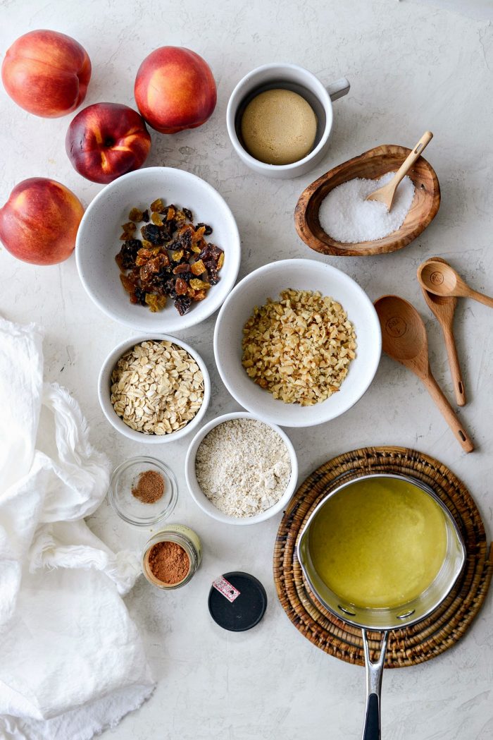 Baked Nectarines with Oatmeal Cookie Crumble ingredients