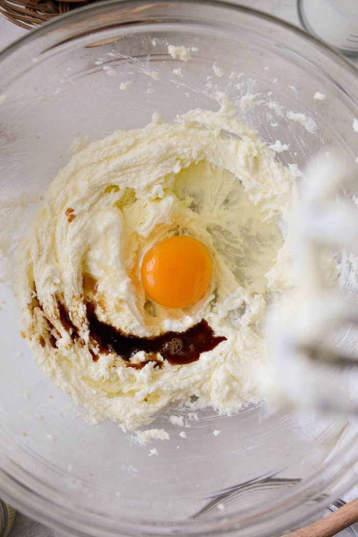 creamed butter and sugar with vanilla and an egg