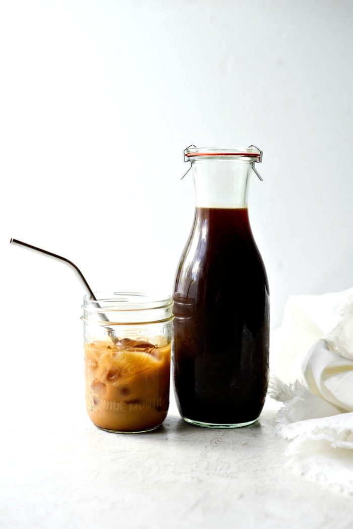 Easy Homemade Cold Brew Coffee and Ice coffee in a jar