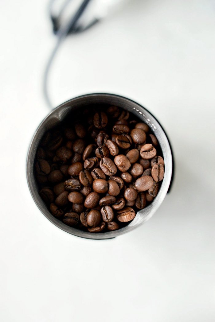 coffee beans in grinder