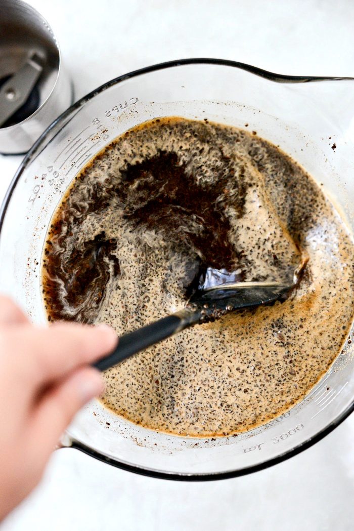 stir coffee grounds and water together