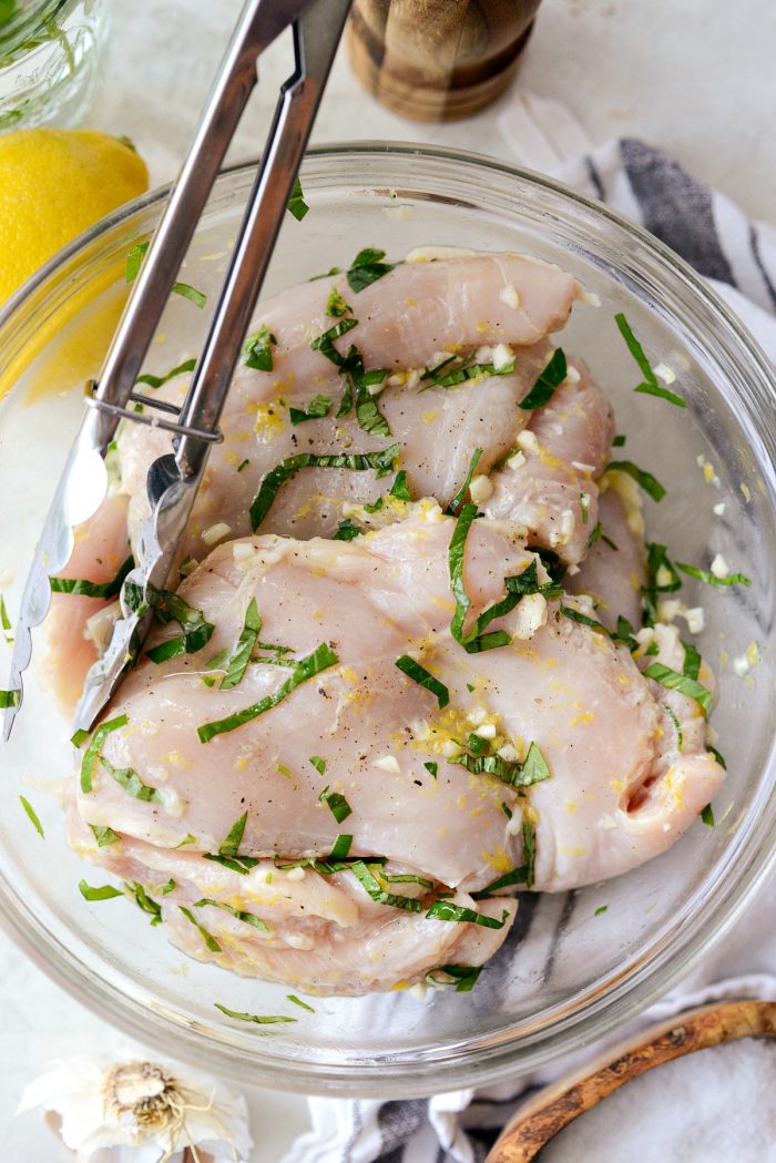 chicken tossed in lemon, basil and garlic