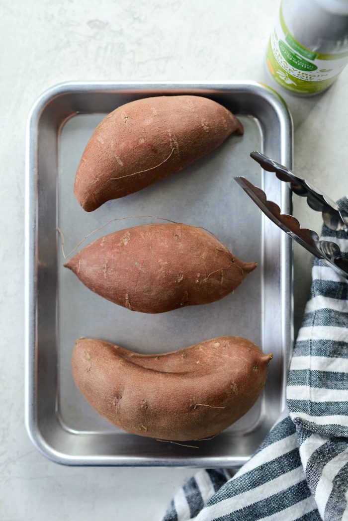 sweet potatoes and olive oil spray