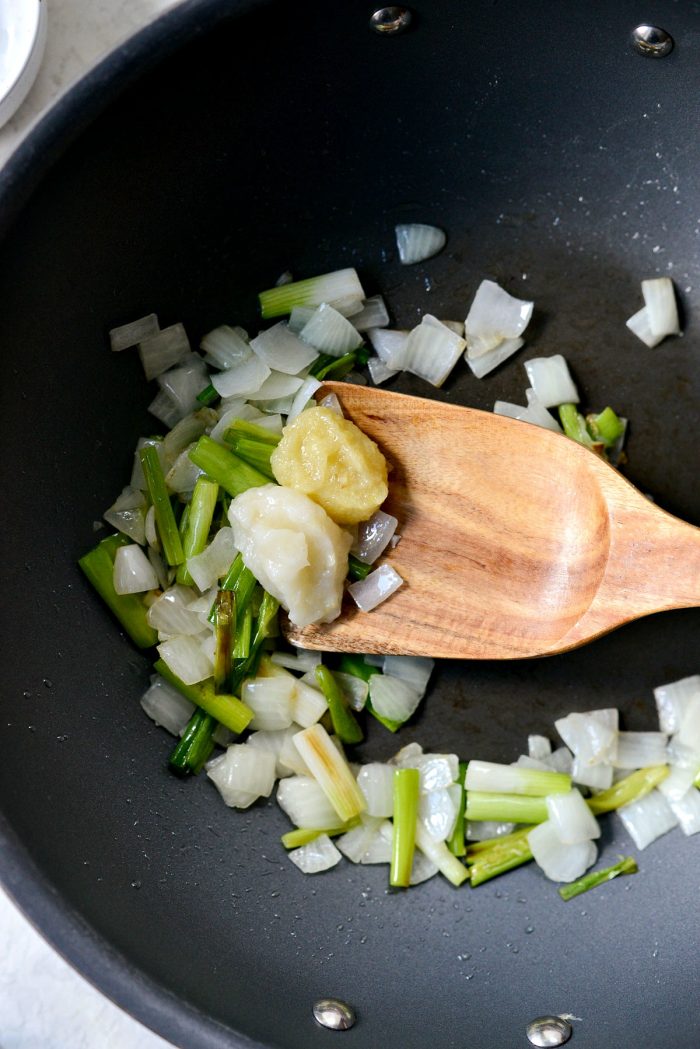 garlic and ginger added to stir-fry veggies