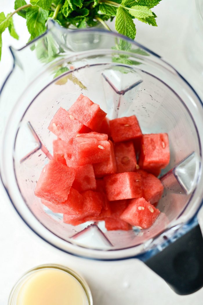 cubed watermelon in blender