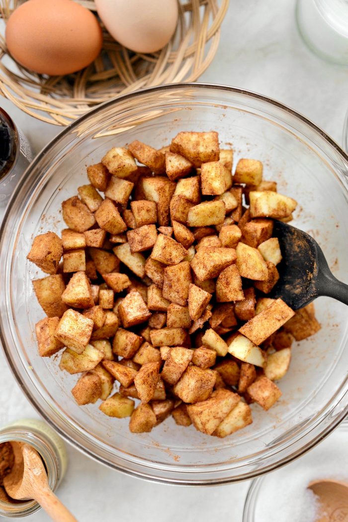 diced apples tossed in cinnamon and sugar