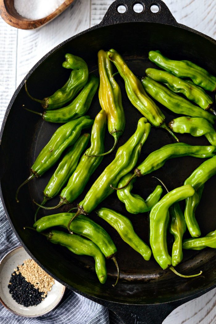 add peppers to hot skillet