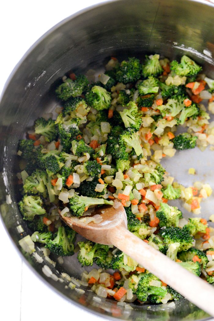 stir the flour into the vegetables