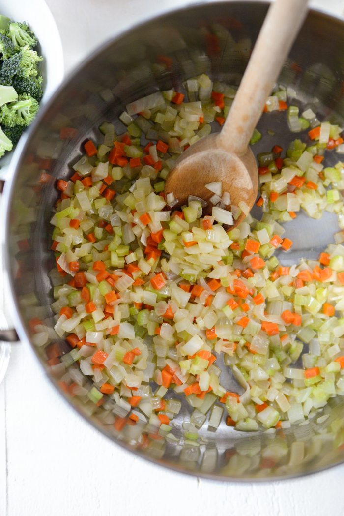 sauteed vegetables in pot