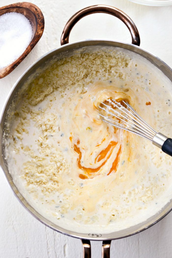 whisk cheese and squash into the sauce