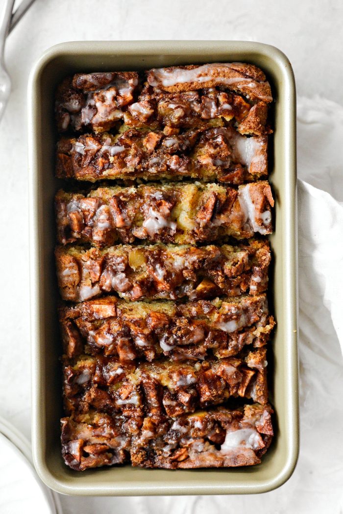 Dutch Apple Fritter Bread sliced in pan