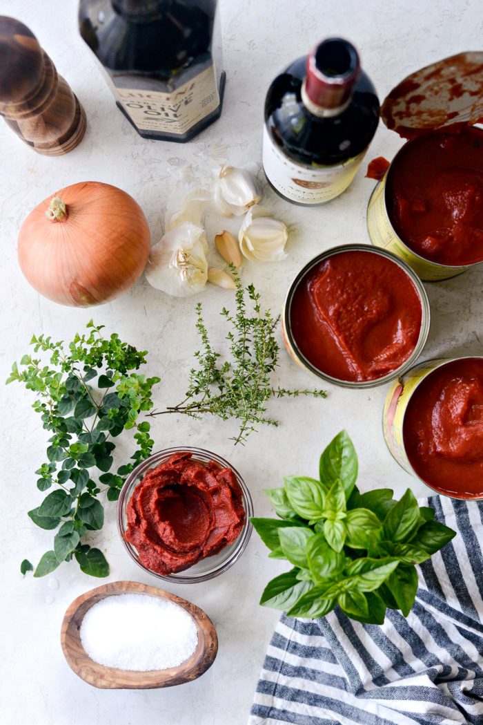 Homemade San Marzano Marinara ingredients 