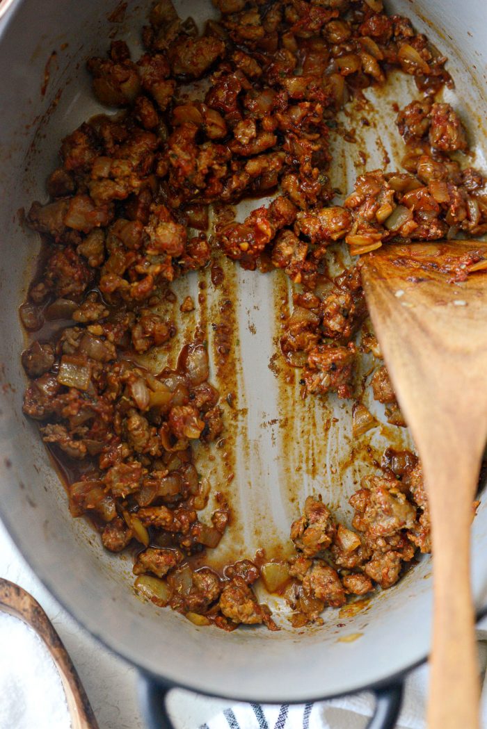 stir and scrape up brown bits on the bottom of the pot.