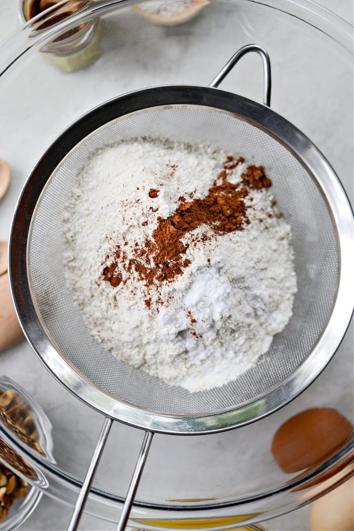 dry ingredients in a sieve