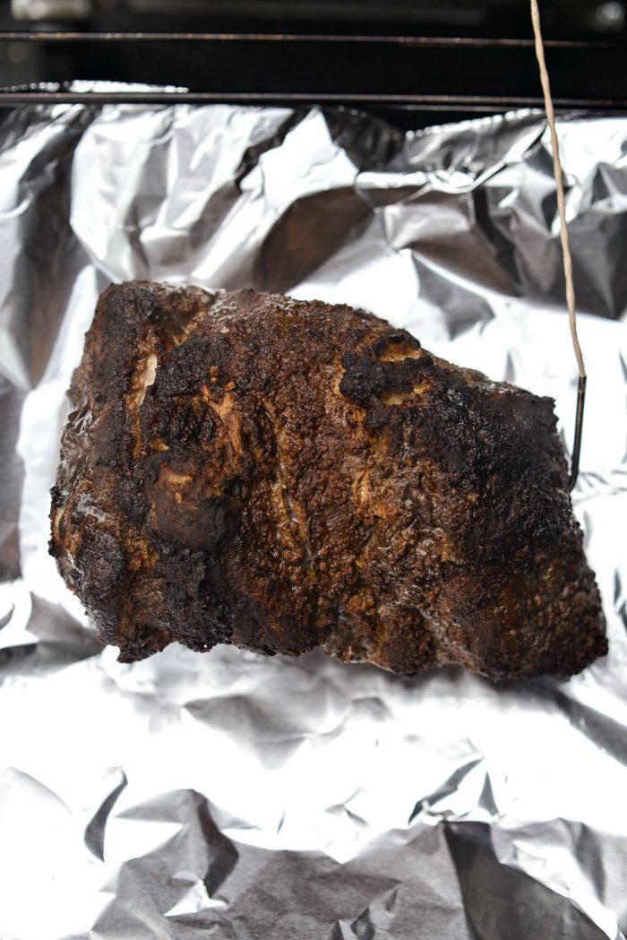 wrap the smoked pork shoulder in heavy duty foil.