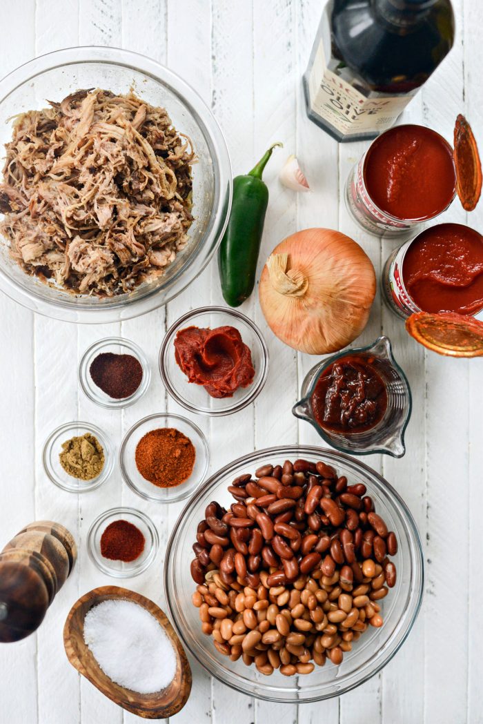 Smoky Pulled Pork Chili ingredients