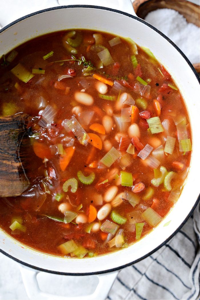 stir and bring soup to a simmer