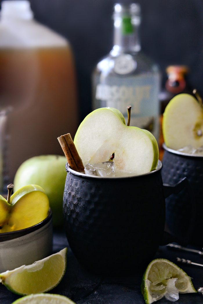 Apple cider Moscow Mules.