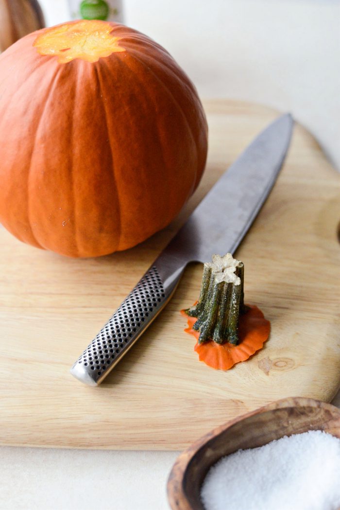 slice of the stem of the pumpkin.