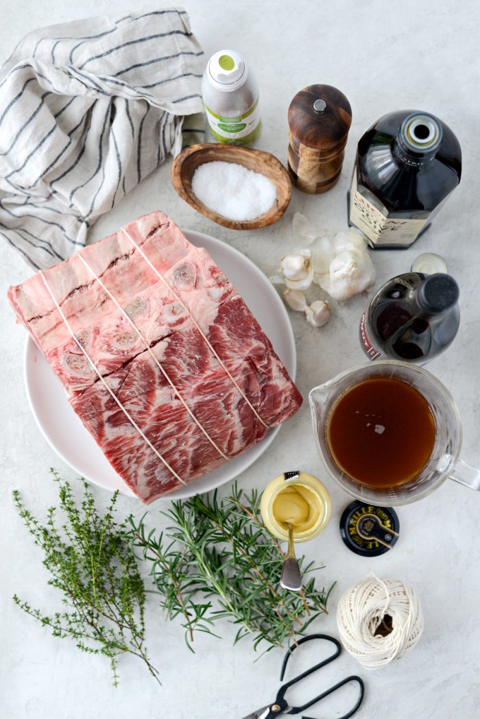 Dijon Rosemary Crusted Prime Rib ingredients.