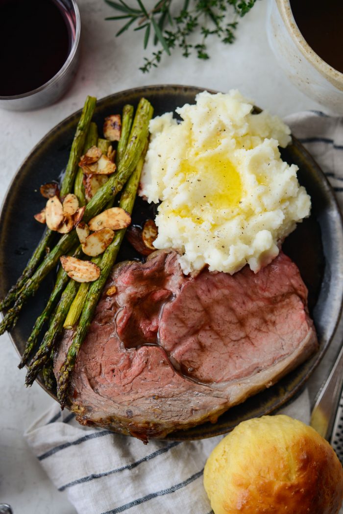 Dijon Rosemary Crusted Prime Rib Roast with Pinot Noir Au jus