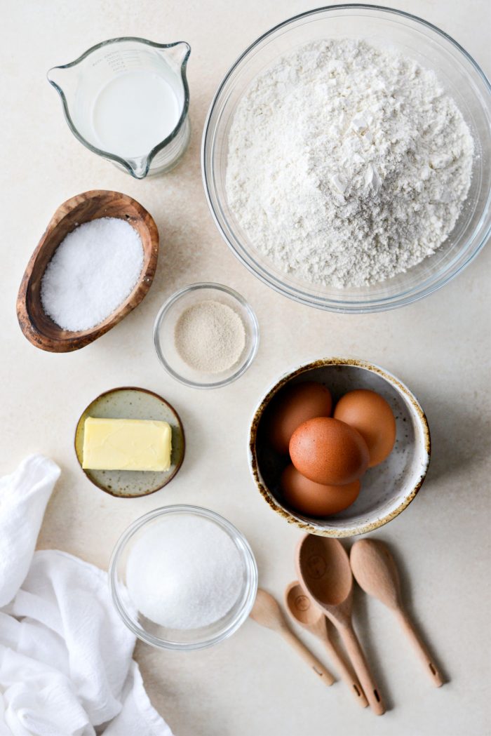 Easy Brioche Dinner Rolls ingredients.