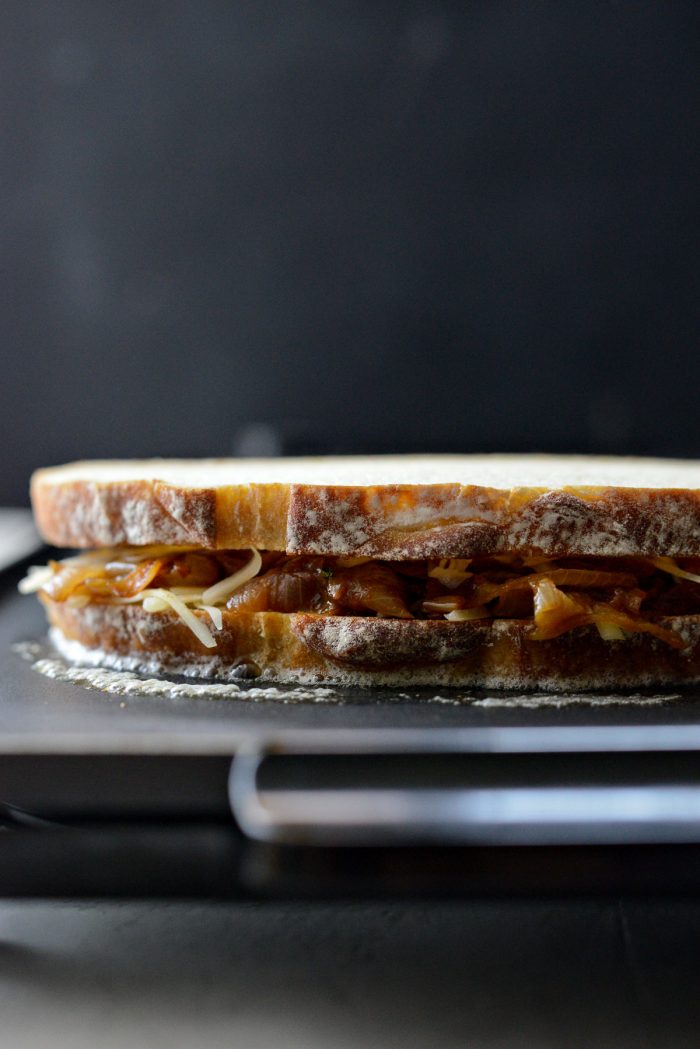 place sandwich into melted butter.