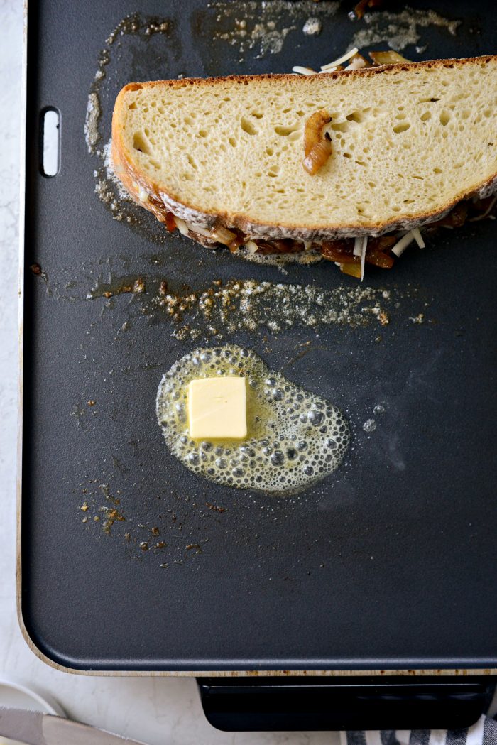 add more butter to griddle before flipping sandwich.