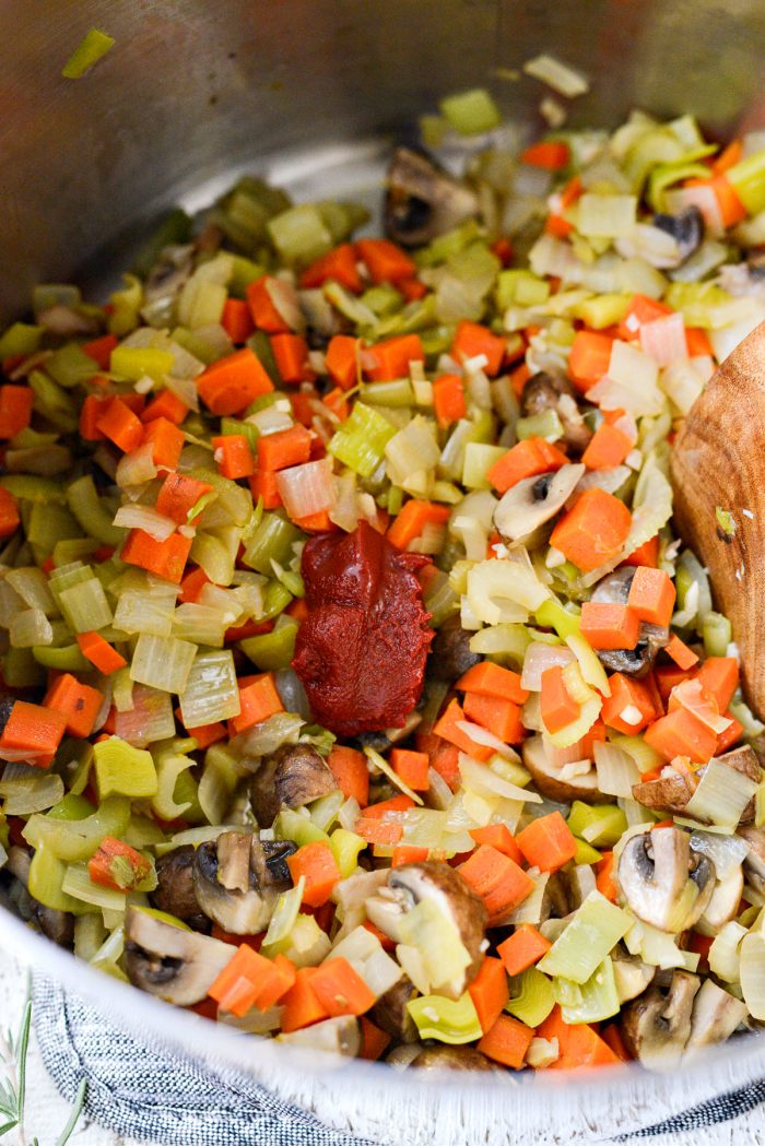 tomato paste in with the sauteed vegetables.