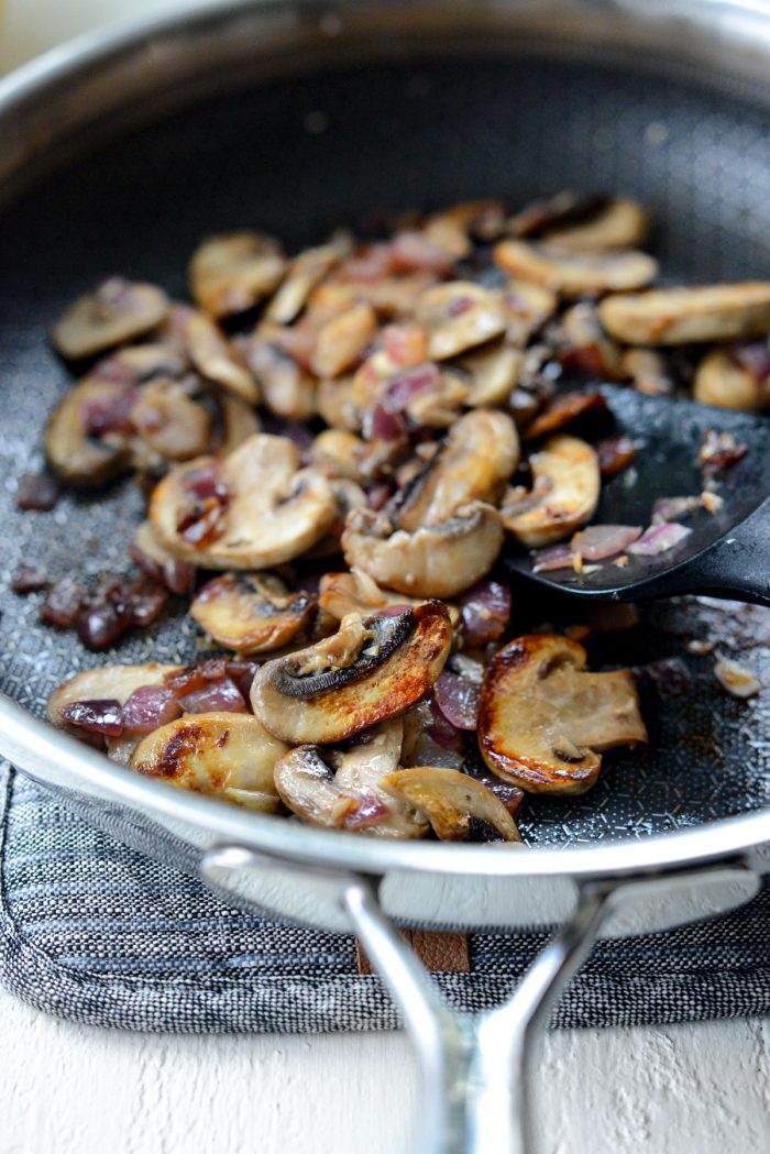 cooked mushrooms and onions.