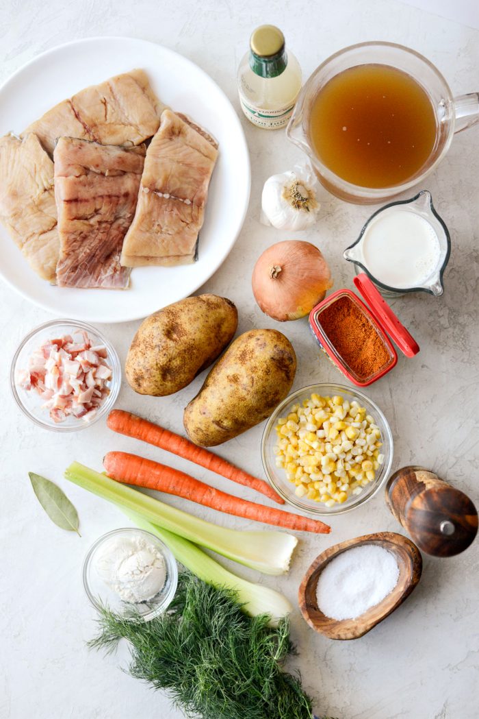 Salmon Chowder ingredients