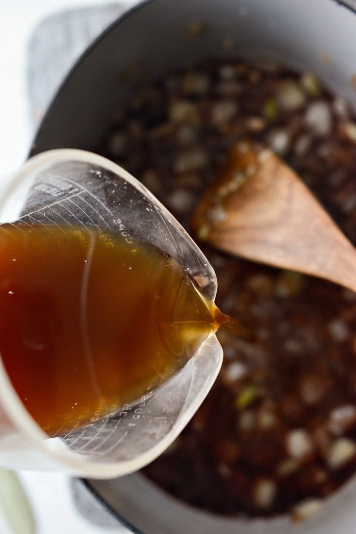 pour in beef broth.