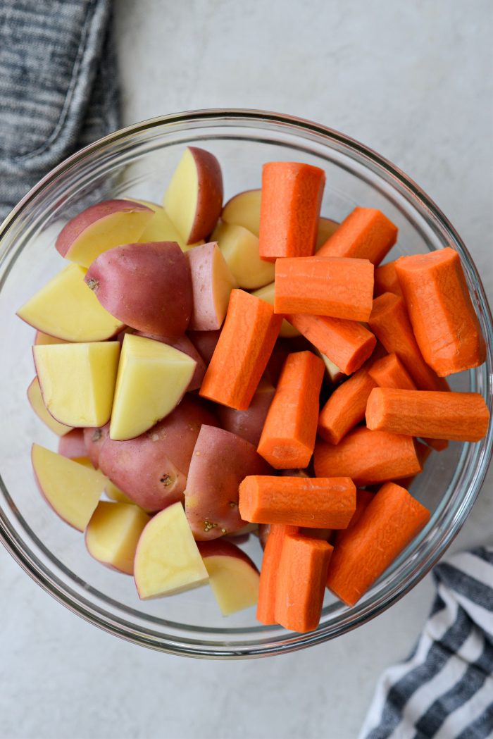 prepped carrots and potatoes