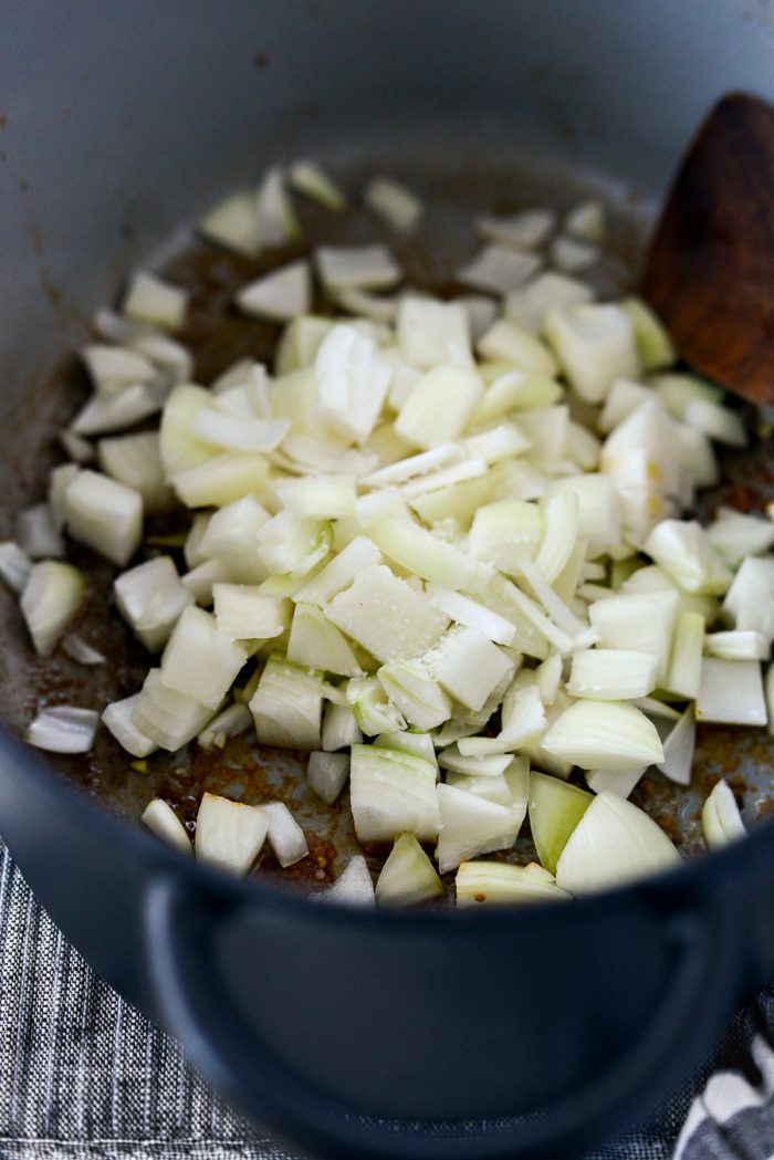 add onions to the pot.
