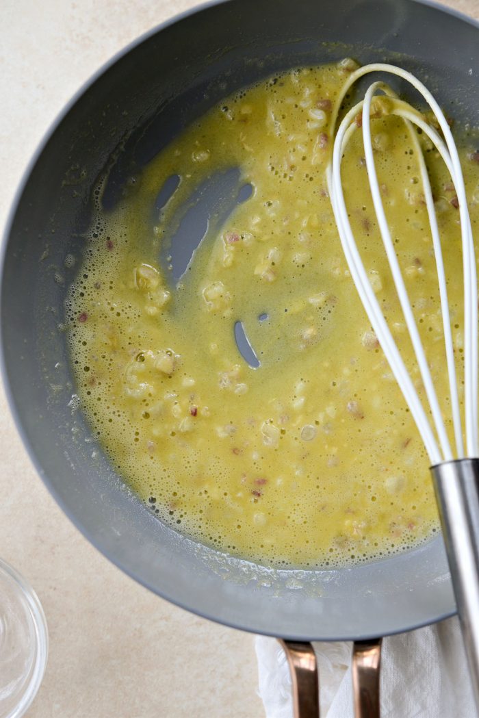 bouillon base whisked into flour butter mixture.