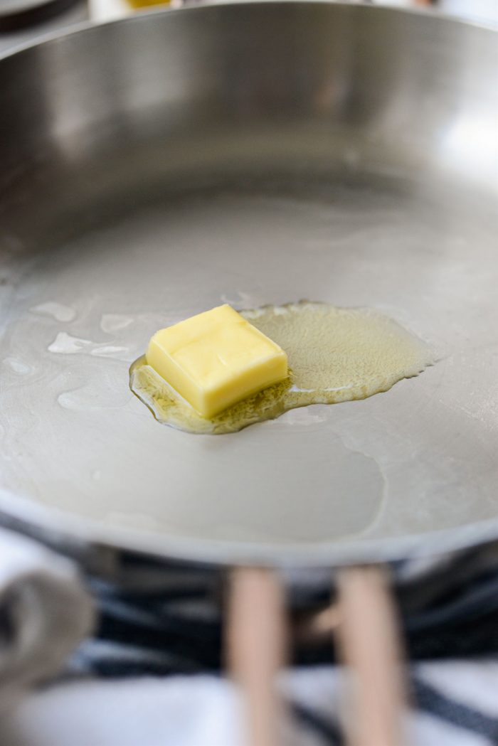 butter melting in a skillet.