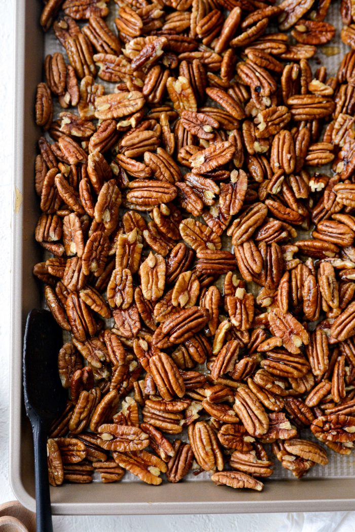 spread pecans evenly and bake