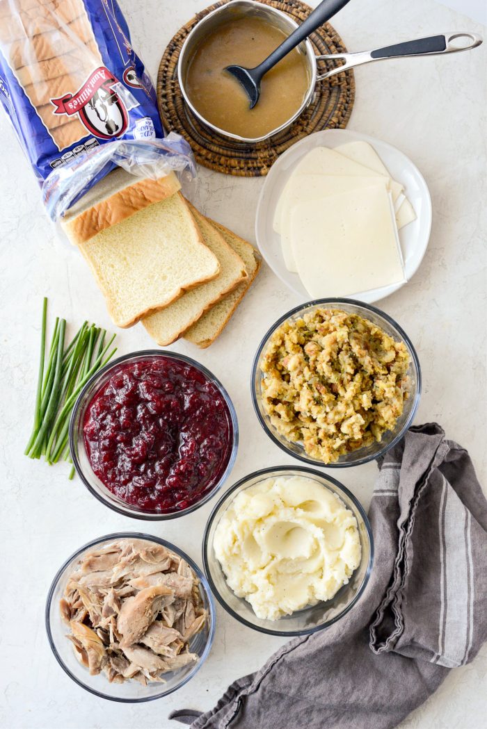 Leftover Thanksgiving Turkey Dinner Melts ingredients