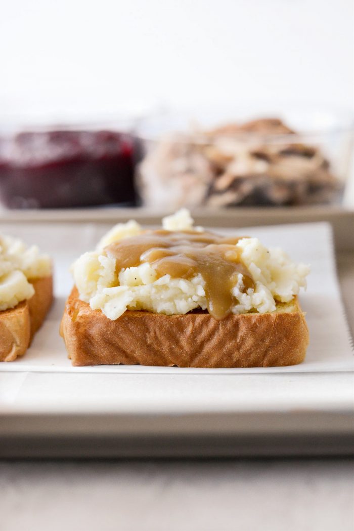 top bread with mashed potatoes and gravy