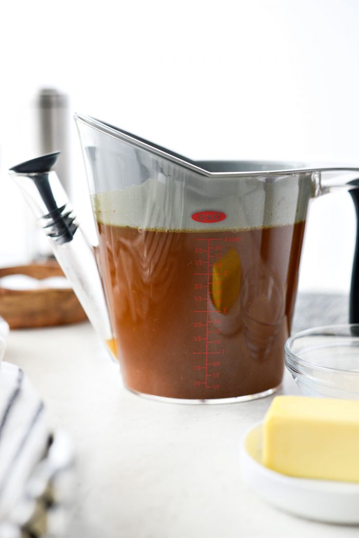 turkey broth in fat separator.