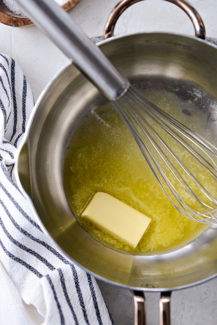 melting butter in a saucepan.