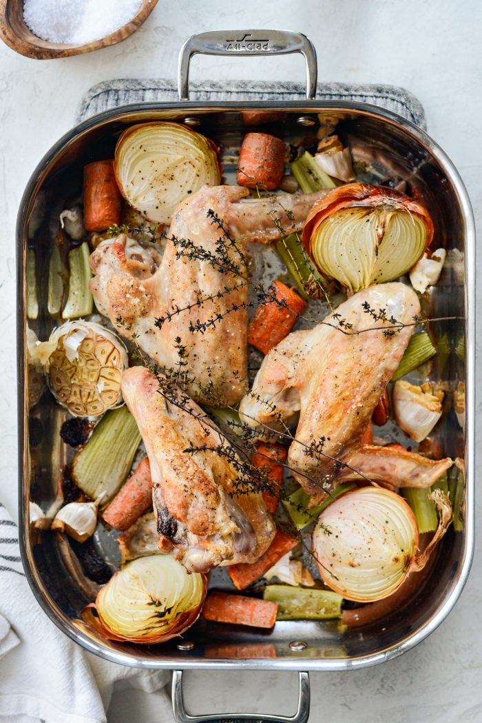 roasted vegetables and turkey.